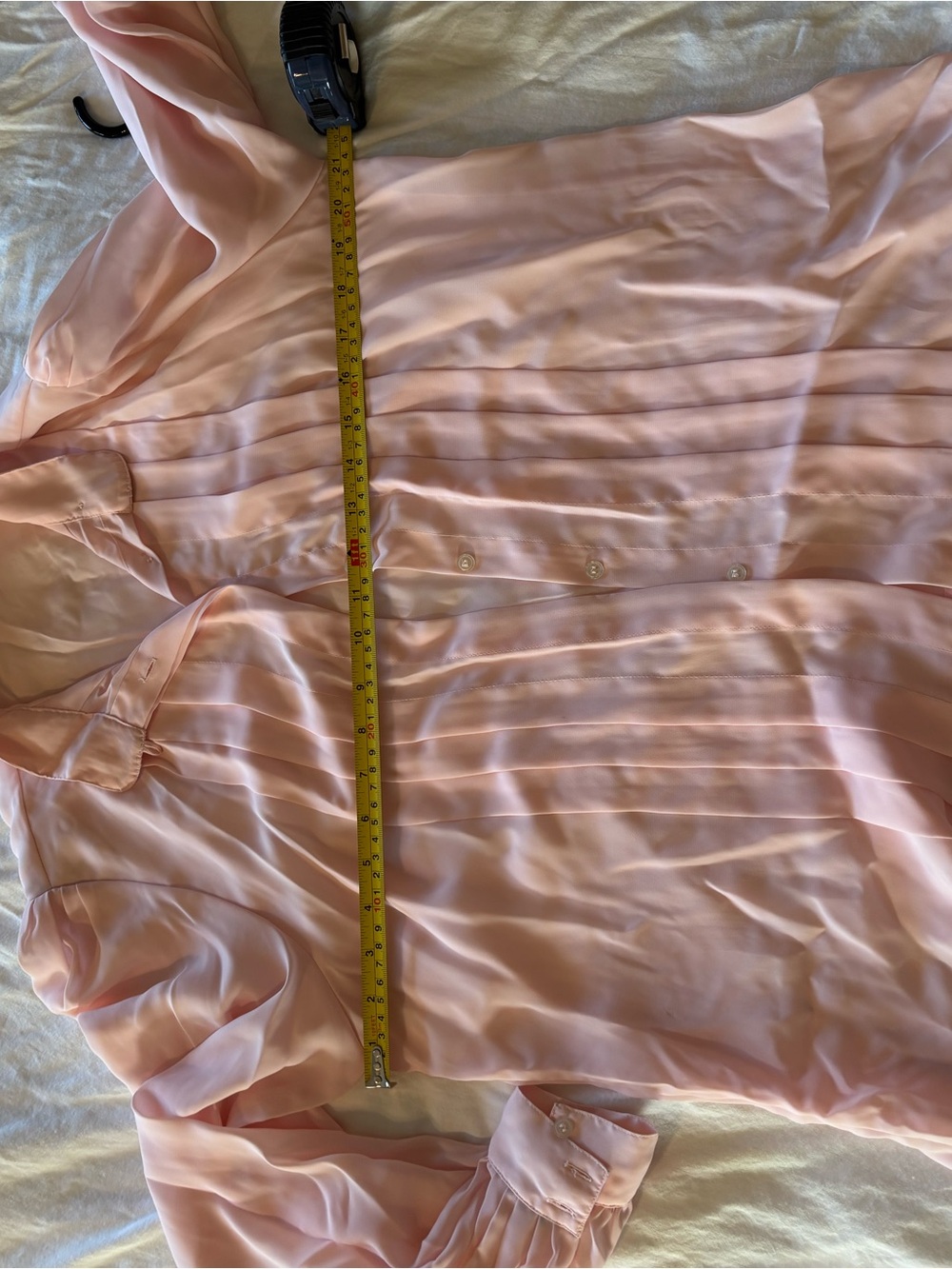 Vintage Marlis by Elle Designs Sheer Pale Pink Pintuck Blouse Size M - Picture 4 of 8